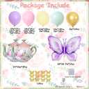 Tea Party Decorations, 154Pcs Tea Party Balloon Arch Garland Kit with Pastel Pink Yellow Green Balloons Teapot Butterfly Foil Balloon for Girls Birthday Let's Par Tea Spring Garden Party Decorations