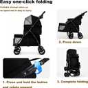 Double Dog Stroller for Medium Small Dogs and Cats Load-Bearing Up to 50lbs, Durable 360 Universal Wheels Lightweight One Hand Foldale Kittens Puppies Travel Stroller Cart(Double)