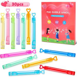 Valentines Party Favors Mini Bubble Wands 30PCS Valentines Day Gifts for Kids Valentine Heart Bubbles Bulk Goodie Bag Stuffers for Wedding Student Classroom Exchange Prizes Outdoor Toys for Girls Boys