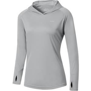 Willit Women's UPF 50+ Sun Protection Hoodie SPF Shirt Long Sleeve Hiking Fishing Outdoor Shirt Lightweight Hoodie (3X, Gray)