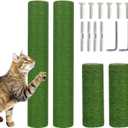 Barelove Cat Scratching Post Replacement, 4 Pieces Cat Scratcher Cat Tree Replacement Parts, 15.4'' x 2.67" Dia + 7.87 x 2.67" DiaNatural Sisal Rope Cat Scratch Posts Include M8 Screws, Green