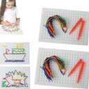 Thread Board for Kids, Sensory Threading Board, Stitch Board for Kids Thread, Yarn Board for Kids, String Art Kit with Colored Ropes, DIY Threading and Weaving Board for Creative Learning (2Set)