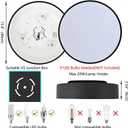 Modern Black Flush Mount Ceiling Light, 3-Lights Round Ceiling Light, Minimalistic Ceiling Lamp Acrylic Shade Lighting Fixture for Bedroom Laundry Room Bathroom Hallway(15.8 Inch)