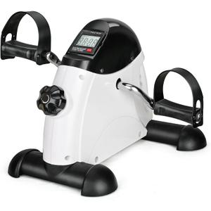 Under Desk Bike Pedal Exerciser Portable Home Exercise Bike Pedal Exerciser Foot Peddler Portable Therapy Bicycle Leg Peddler Portable Mini Cycle Bike for Hands Arm Trainer (Black & White)