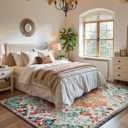 Lahome Reine Boho Rugs for Living Room 8x10, Washable Bedroom Area Rug Soft Low Pile Dining Room Rugs for Under Table,Vintage Non Slip Indoor Floor Carpet for Playroom Office (8x10 Orange)