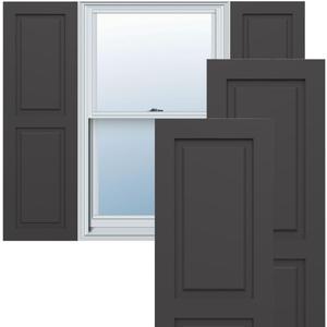 18"W x 37"H True Fit PVC, Two Equal Raised Panel Shutters, Shadow Mountain (Per Pair - Hardware Not Included)