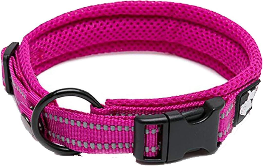 TRUE LOVE Truelove Dog Collar Reflective Premium Duraflex Buckle,High Grade Nylon Webbing No Choke Basic Collars TLC5011(Fushcia,S)