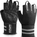 SIMARI Wrist Support Workout Gloves for Men & Women, Weight Lifting Gloves with Padded, Grip, Palm Protection, Gift for Gym Exercise, Cycling, Weightlifting Training, Kayaking, Fitness (Black Gray-S)