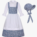Colonial Costume Girls Pioneer Girl Costume Prairie Dress with Bonnet, Size M