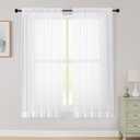 White Sheer Curtains 63 Inch Length 2 Panels Set for Living Room Bedroom, Airy Soft Light Filtering Sheer Dining Room Curtains, Modern Rod Pocket Drapes, White, Each 42" Wx63 L