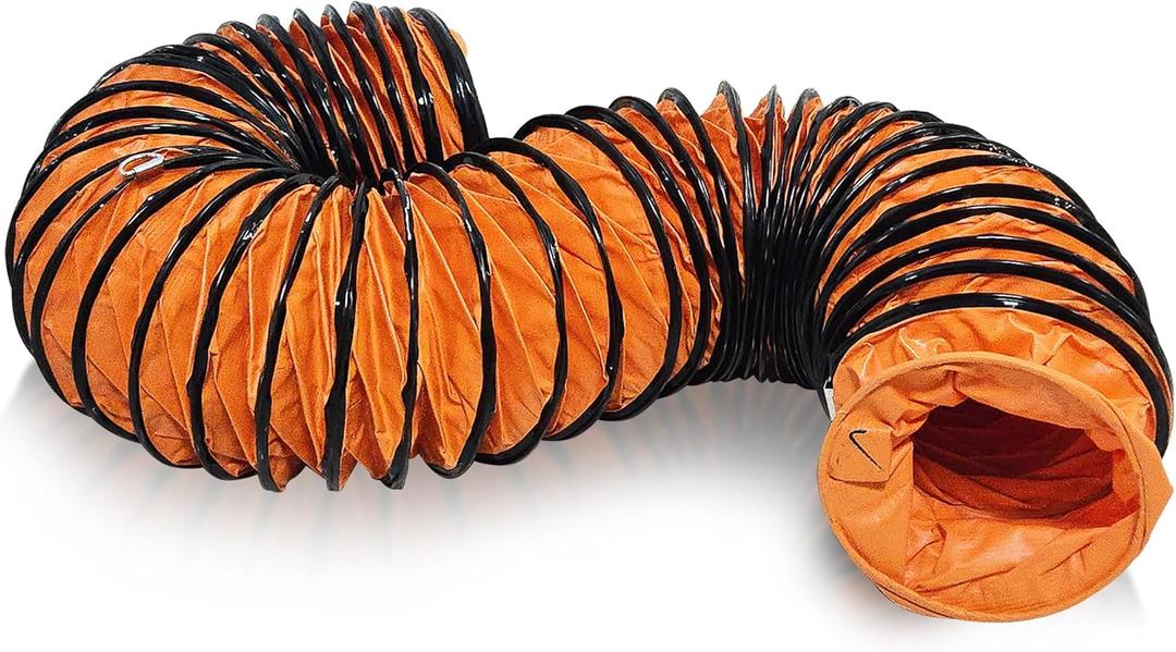 8Inch  16FT PVC Duct Hose Protable HVAC Duct Hosing for Utility Blower Fan Flexible Duct Hosing with D-Ring & Ajustable Rope