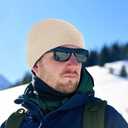 ZOORON 1&2 Unisex Thick Knitted Beanie for Men Women Cuffed Plain Hat Winter Slouchy Ski Beanies (Beige)