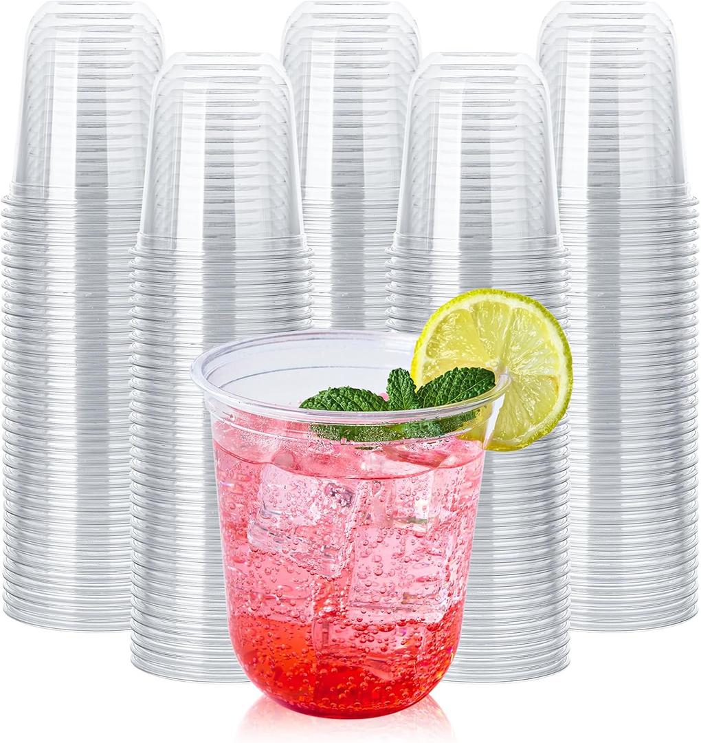 Vplus 12 oz Compostable Clear Plastic Cold Cups, 100 Pack Biodegradable Disposable Cups, BPA & PFAS Free, Plant-Based Plastic Cups for Juice, Wine, Parties, Weddings, and Everyday Use