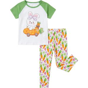 Bamboo Viscose Toddler Girls Short Sleeve Pajamas 2-6Y