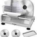 Meat Slicer, 200W Meat Slicer Machine for Home, DC Motor Quiet Deli Slicer with 2 Removable 7.5'' Stainless Steel Blades, Adjustable Dial for 0-15mm, Electric Food Slicer for Meat, Cheese, Bread