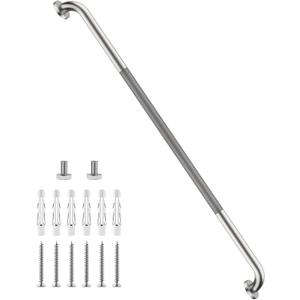 48 Inch Anti Slip Shower Grab Bar, Munzong Bathroom Grab Bar for Showers, Brushed Nickel Knurled Handicap Balance Bar,Safety Hand Rail Support Elderly Senior Assist Bath Handle