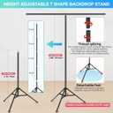 White Backdrop with Stand for Photoshoot, 5X6.5ft White Photo Backdrop with T Shape Background Backdrop Stand for Photography, Portable Photo Backdrop Curtain Stand Kit w Carrying Bag 5 Spring Clamps