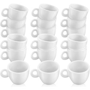 100 Pieces 1.2 Inch Mini White Plastic Tea Coffee Cups for Dollhouse Miniature Cake Cups, Tiny Coffee Tea Mugs, Coffee Mug for Small Dollhouse Kitchen Room Accessories Decoration