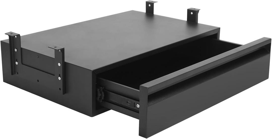 Under Desk Drawer For Desk,Adjustable Height,18 Inch Drawers for Office Desk,Pull Out Undermount Drawer,Under Desk Drawers Slide Out Matte Black