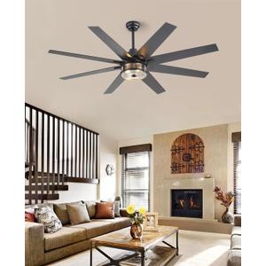 65" Ceiling Fans with Lights and Remote, Farmhouse Ceiling Fan with Light, Large