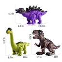 TEMI 3 Pack Electrical Walking Dinosaur Toys for Toddlers 3-4 3-5 Years with Sound and Light Up, Toddler Robot Dinosaur, Brachiosaurus, Stegosaurus Dinosaur Figures for Kids
