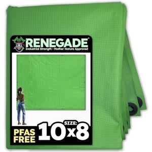 RENEGADE Industrial Tarp 10x8 ft Green  Heavy Duty, Waterproof, UV-Resistant, PFAS-Free  All-Purpose Tarpaulin for Construction, Outdoor Projects, Camping & Equipment