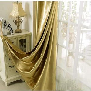 1 Pair Semi-Blackout Gold Curtains for Living Room Bedroom Grommet Top Golden Curtains for Windows (Shiny Gold, 2 x 52 x 84 Inch)