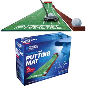 Perfect Practice Golf Putting Mat - Portable Putting Green, Indoor & Outdoor Practice, with Ball Return - Golf Training Aid for Home, Office, Backyard - Golfing Gifts for Men (Standard)