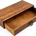 Office Desk Organizer with Drawers Light Brown Vintage Wood Desktop Storage Box Workspace School Supplies Farmhouse Kitchen Countertop Organizer Makeup Storage Box for Home Toiletries Supplies Vanity