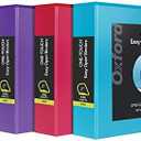 Oxford 2 Inch Binders, 4 Pack, 3 Ring Binder, ONE-Touch Easy Open D-Rings, Holds 530 Sheets, Non-Stick, PVC-Free, Three Ring Binders for Organization and Presentations, Assorted Colors