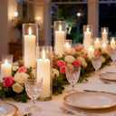 24 PCS Pillar Candles and Glass Cylinder Vases Clear Cylinder Candle Holders for Slim Pillar Candles Wedding Table Centerpieces, Home Decor(2.56'' X 4.7'', 5.9'', 7.9'',White)