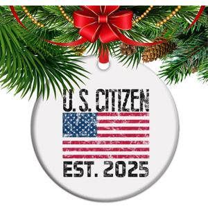 First Christmas As an American Citizen - 2025 Ceramic Christmas Ornament, America Citizenship Keepsake Gift, Citizenship (C24)