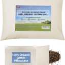 Organic Buckwheat Pillow for Sleeping with Organic Cotton Pillowcase - 20''x26'' Adjustable Pillow, Breathable for Cool Sleep, Cervical Support for Back and Side Sleeper(Tartary Buckwheat Hulls)