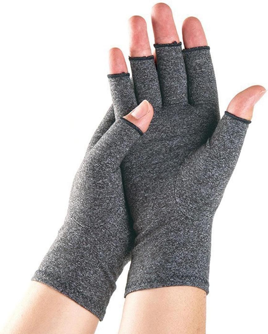 Arthritis Gloves for Women and Men,Compression Arthritis Gloves, Fingerless Design, Breathable Fabric (Medium, Gray)