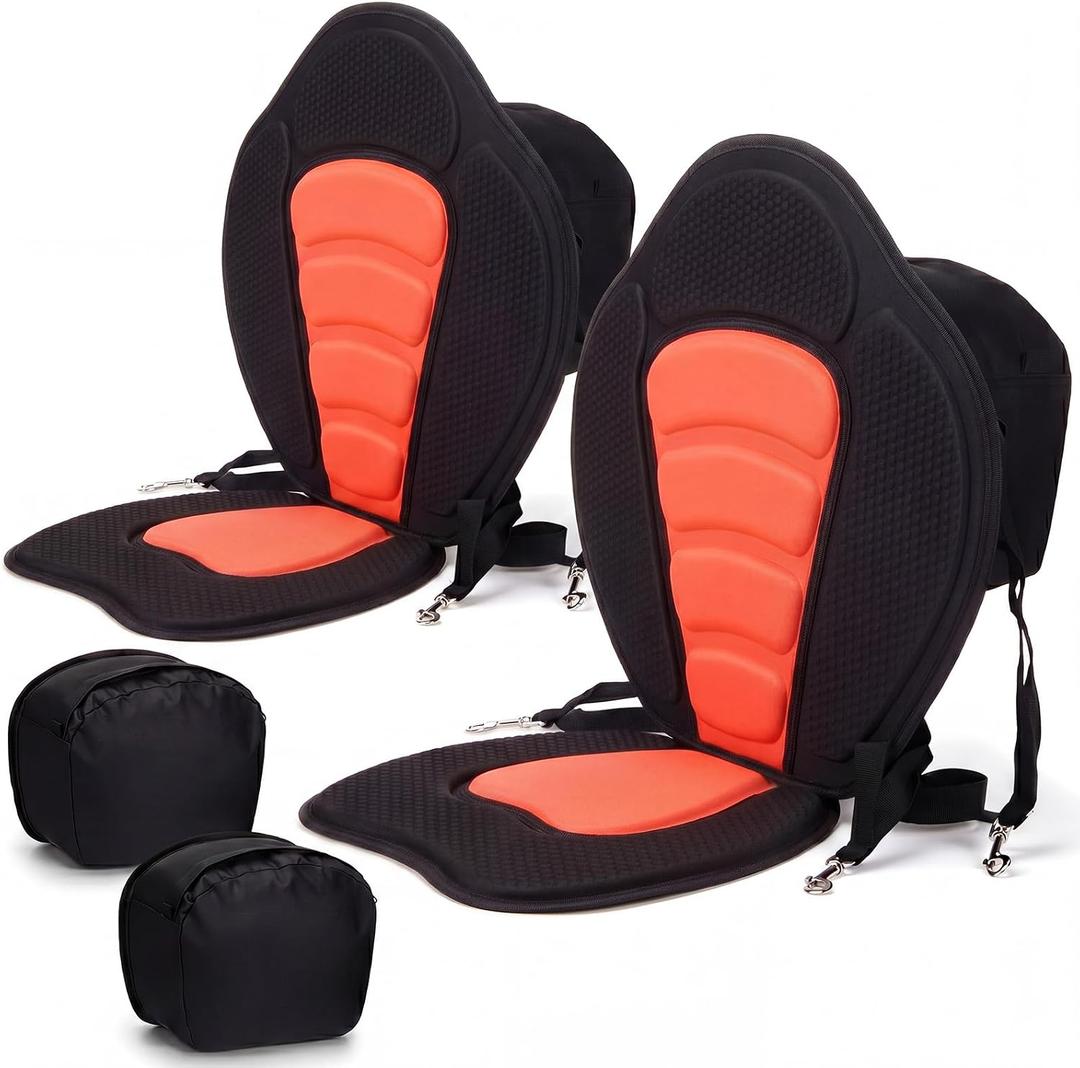 Vinsot Kayak Seat Cushion Universal Paddle Board Seat with Back Support Adjustable Non Slip Boat Chair Seats with 4 Straps and Storage Bag for Kayak Boat Sup Canoe, 12 x 15.75 x 18 inches