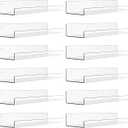 upsimples 12 Pack Acrylic Shelves Wall Organizer and Storage, 15" Display Shelf for Figure, Toy Cars, Perfume, Kids Bookshelf for Bedroom, Nursery, Craft Room, Clear