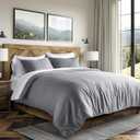 EVERGRACEHOME Tencel Lyocell Cooling Duvet Cover Set Queen Size 3 Piece, 100% Natural Eucalyptus Lyocell Fiber from Austria, Luxury Silky Soft Comforter Cover with 2 Shams, Charcoal Gray, 92"x88"