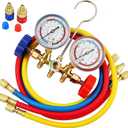 R134A Manifold Gauge Set,3 Way AC Diagnostic Manifold Gauge Set for R134a R12 R22 R404a Refrigerant,Automotive AC Gauge Set with 3Ft Charging Hoses and R134a Quick Coupler