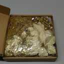 Floweroyal 30pcs Poinsettia Artificial Christmas Flowers Decorations with Clips and Berry Stems Glitter Ornaments for Christmas Tree Wreath Fireplace Stairs Decor (Gold-3 Styles)