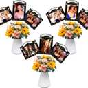 8Pcs Personalized Photo Props Happy Birthday Party Centerpiece Sticks DIY Photo Table Flower Decorations for Floral 30th 40th 50th 60th Black Gold Birthday Table Topper Party Decorations