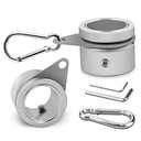 Flag Pole Rings, Aluminum Alloy Flagpole Rings 360° Rotating Anti Wrap Mounting Ring, Spinning Clips with Carabiner for 0.75-1.02 Inch Diameter- Pack of 2 (Matte Silver)