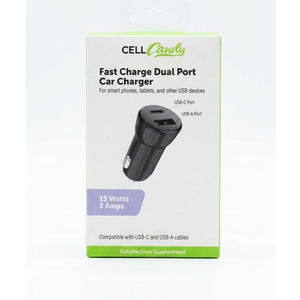CellCandy - Dual Port Car Charger - USB-C & USB-A