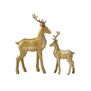 DN DECONATION Reindeer Christmas Decorations – 2 PCS Gold Xmas Deer Decor Figurines – Tabletop Vintage Resin Christmas Decor Indoor, Reindeer Sculptures for Home Winter Room