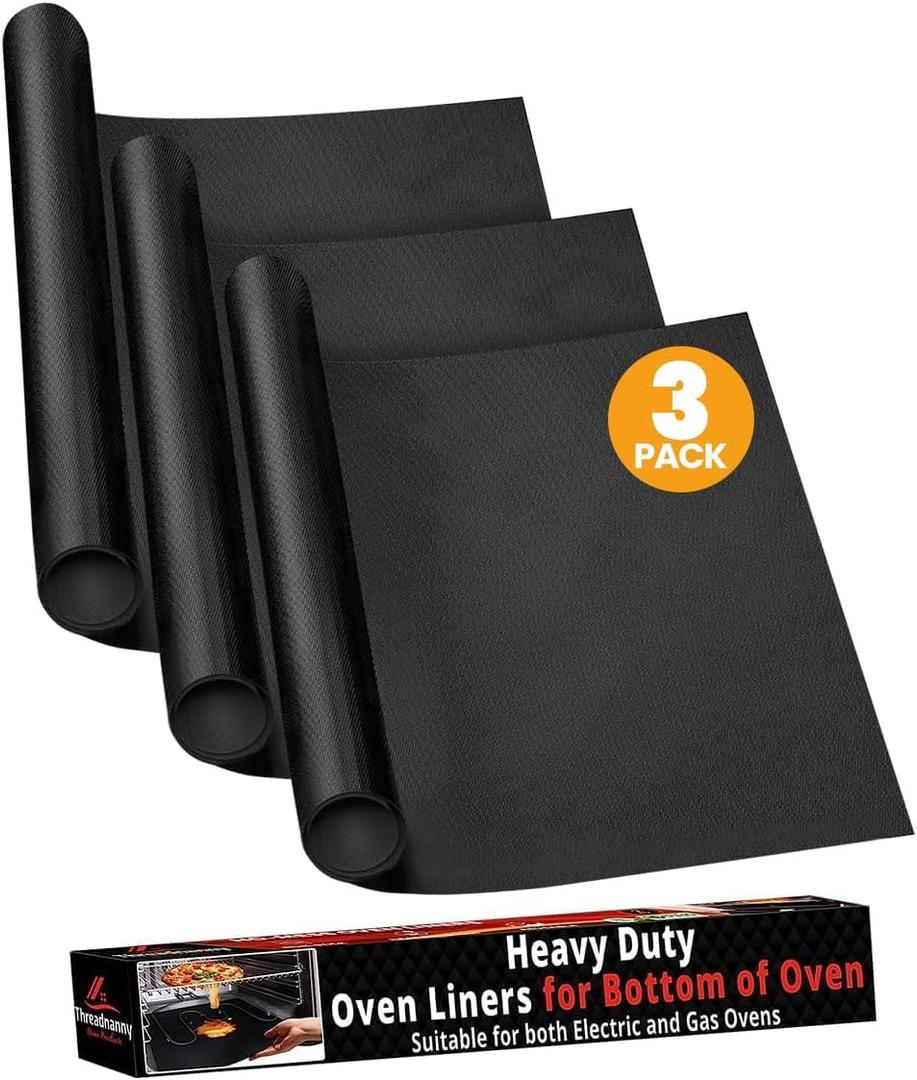 Heavy Duty Oven Liners for Bottom of Oven, Non Stick Teflon Liners for Electric or Gas Ranges, Reusable Mats for Electric Gas Microwave or Grill, BPA & PFOA Free Spill Guard, Kitchen Accessory