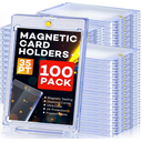 100ct Magnetic Card Holders, Magnetic 35pt One Touch Card Holders, UV Protection Hard Plastic Display Case for Trading, Sports, Baseball, Football, Game Cards