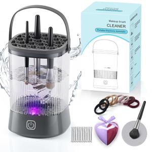 Electric Makeup Brush Cleaner - 9000 RPM Makeup Brush Cleaning Machine, IP65 Waterproof Automatic Makeup Brush Cleaner for Makeup Sponges and Brushes (Gray)
