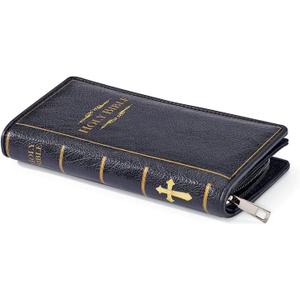 SAGEFINDS Holy Bible Book Wallet | Multi Card and Cash Holder | Magnetic Clasp Closure and Zip Around | Vinyl | 4 x 7.5
