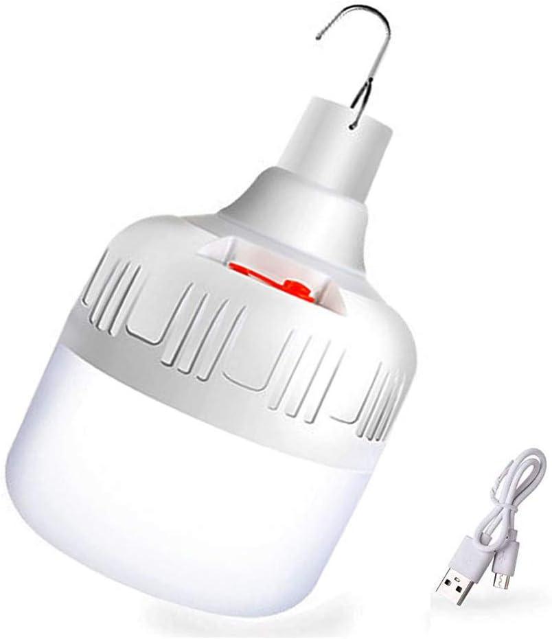 Newest 30W 5500LM Waterproof Rechargeable LED Night Light Bulb,Dimmable Emergency Lights, Outdoor BBQ Hanging Light, Bright Lights for Tent Lantern/Patio/Garden/Power Failure