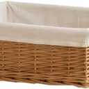 Handmade Wicker Storage Basket Woven Sundries Organizer for Desktop Natural Decorative Baskets(S1 30x20x10cm)