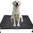 Love&go Elevated Dog Bed with Metal Frame, Cooling Raised Pet Cot for Dog and Cat (Large- 34.5x25.5x5.5 inch, L - Black Bed)